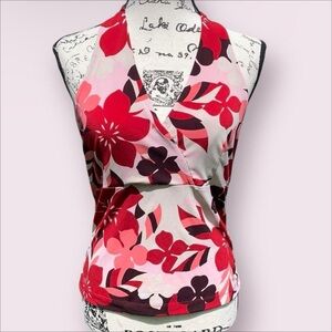 INC International Concepts Floral Halter Top - Pink and Red